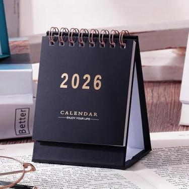 Imagem de Mini calendário de mesa 2025-2026 - Funciona de julho de 2025 a dezembro de 2026, calendário de mesa pequeno, 250 g/m², encadernação de fio duplo de papel grosso para escritório em casa, escola