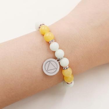 Imagem de Sober Bracelet Pulseira elegante com contas para recuperação de álcool, design fortalecedor com charme exclusivo, ideal para uso diário ou eventos de apoio YA5047, Medium, Aço inoxidável, Sem Pedra
