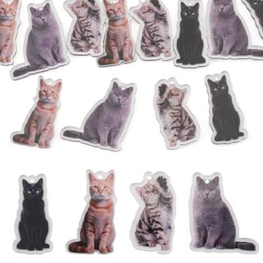 Imagem de Pingentes de acrílico para gatos, 8 peças, pingentes de plástico para bolsa, chaveiro, carteira, joias