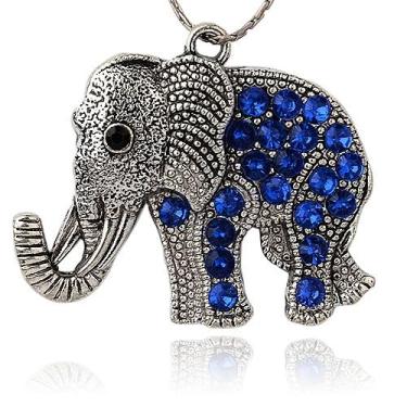 Imagem de 2 pingentes grandes de metal elefante estilo tibetano liga strass pingentes grandes prata antiga pingentes pendentes para colar faça você mesmo, chaveiro para fazer joias 43 x 51 x 5,5 mm, azul céu