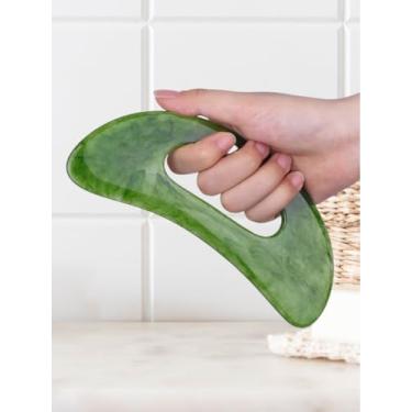 Imagem de Bastão de massagem esculpido – Ferramenta Gua Sha de corpo grande para redução de inchaço e aperto da pele verde