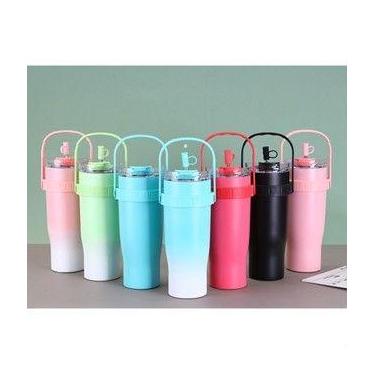 Imagem de Garrafa Térmica inox com suporte para celular e canudo 1200ml de Acade
