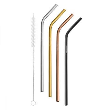 Imagem de Jg.4 Canudos Color.Aco Inox +Escova Tramontina