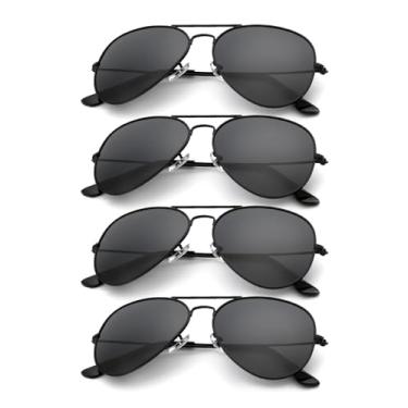Imagem de Óculos de sol aviador para homens, mulheres, masculinos, para dirigir, pescar, óculos de sol clássicos, pacote com 4, Cinza/cinza/cinza/cinza