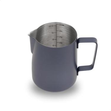 Imagem de watchget Jarra de espuma de leite de aço inoxidável 350 ml - Jarra de café expresso para cappuccino, latte art, acessórios para máquina de café, jarra de leite, copo de espumador de café, azul
