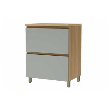 Imagem de Armário De Cozinha Modulado Balcão Rainha 1 Porta E 1 Gaveta C/ Tampo 70cm Nature/verde - Nesher