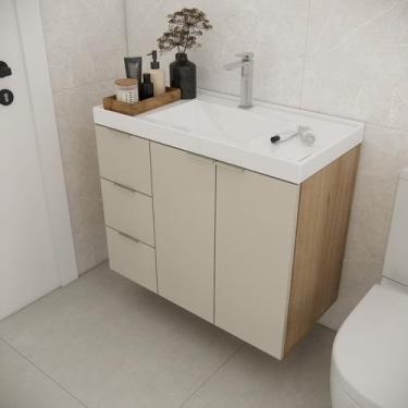 Imagem de Gabinete de Banheiro com Cuba 79,6cm Gaveta Esquerda Vittare - Estilar