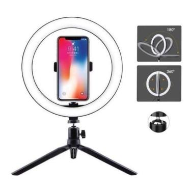 Imagem de Ring Light 26Cm 10 Polegadas Tripé De Mesa + Suporte Celular