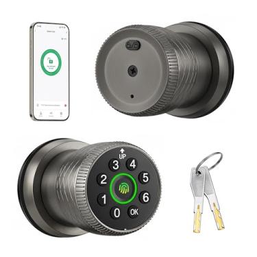 Imagem de Leydebong Fechadura de porta de entrada sem chave com impressão digital, teclado de senha, aplicativo Bluetooth, acesso à chave mecânica; segurança anti-espião, perfeita para famílias ocupadas e