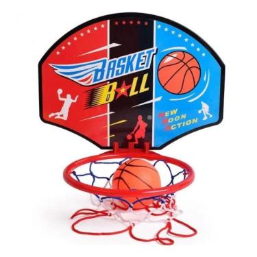 Imagem de Kit Mini Tabela Basquete Cesta Bola E Bomba Nba Parede Brinq