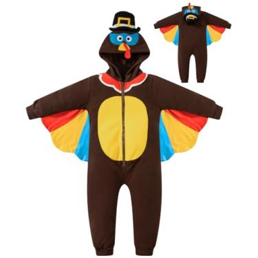 Imagem de IWALUE Baby Boys Turkey Outfits One-Piece Suit（Brown,3-4 Yrars）