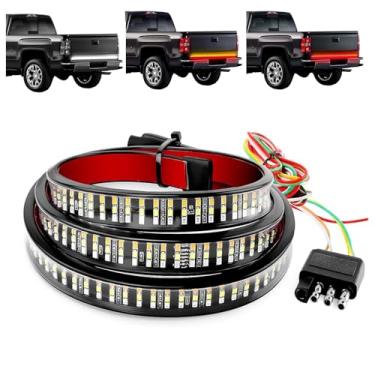 Imagem de Shakas Barra de luz para porta traseira, luzes diurnas de direção de freio de três fileiras de 152 cm, luzes decorativas de LED personalizadas plug-in and play de 4 pinos à prova d'água, para a