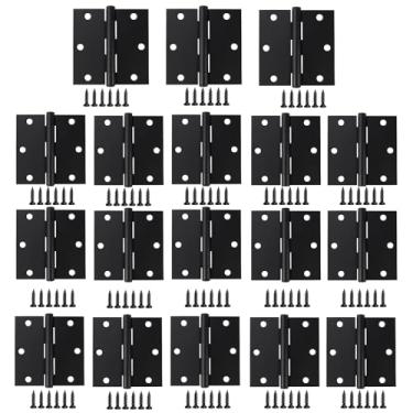 Imagem de Allucky Dobradiças de porta pretas foscas, pacote com 18, dobradiças interiores de 7 x 7 cm para portas, cantos quadrados, dobradiça de ferro, dobradiça de porta, ferragens