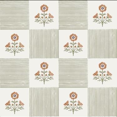 Imagem de Guvana Papel de parede amarelo floral vintage papel de parede quadriculado floral contato papel de parede autoadesivo para quarto sala de estar armários de parede decoração 199.9 cm x 1,000.8 cm