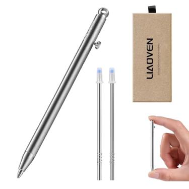 Imagem de LIAOVEN Mini caneta de liga de titânio, caneta de ação de parafuso, caneta retrátil, caneta pequena elegante para escrever em viagens, discos ao ar livre (apenas 4 g 82 mm de comprimento e vem com 2