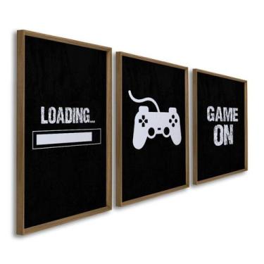 Imagem de Quadro Decorativo Vídeo Game Modelo Gamer 3 Telas 60x90cm para Sala Qu