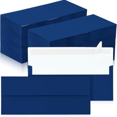 Imagem de Jutom Envelopes Kraft, 500 unidades, tamanho carta, número 10, negócios, forte, selado, 10 x 23 cm, aba, escritório, impressão, envelopes sem janelas, invisível (azul marinho)