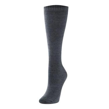 Imagem de Meia 3/4 Feminina Cano Alto She Casual Respirável Algodão, Cinza mescl