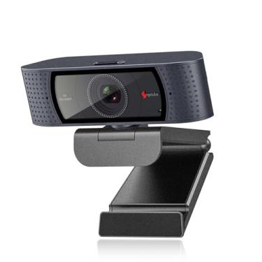 Imagem de Microfone integrado para webcam 1080p, capa de privacidade, câmera Full HD, câmera web de computador, foco automático, Plug and Play, USB-A, para laptop, desktop, PC, Mac, Zoom, Skype, streaming preto