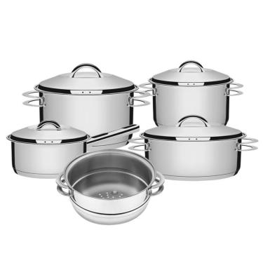 Imagem de Jogo Caçarola Solar 4 Peças Cozi-vapore Aço Inox Tramontina