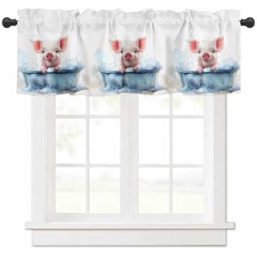 Imagem de Cortina de sanefa aquarelas linda cortina de cozinha para janela azul banheira haste bolso sanefa cozinha tratamento de janela para quarto sala de estar 107 x 30 cm