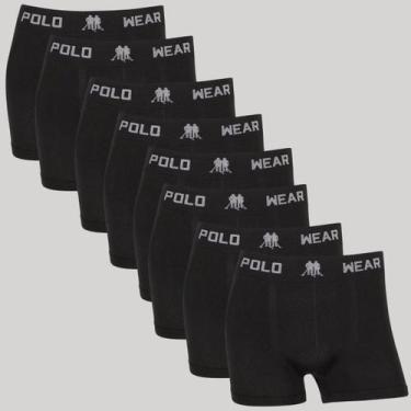 Imagem de Kit 8 Cueca Boxer Masculino Polo Wear Confortável Sem Costura, Preto, 