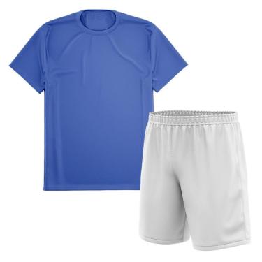 Imagem de Kit Calção Short Futebol Basquete Branco + Camiseta Manga Curta Masculina-Masculino