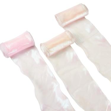 Imagem de Bestewelry Fita de cauda de peixe com glitter de 15 metros fitas largas de poliéster gradiente pastel brilhante fitas transparentes para buquê de flores, embalagem de presente de dia dos namorados