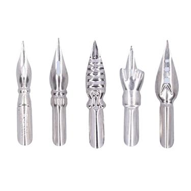 Imagem de Dip Pen Nibs Comic Dip Pen Substituição Nib Pontas de caligrafia de metal flexível para letras manuais Scrapbooking Journal Writing 5 peças com caixa de armazenamento