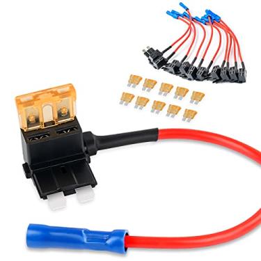 Imagem de Nilight Adaptador de torneira de fusível para carro de 12 V com conjunto de fusíveis de lâmina APR ATO ATC padrão de 5 Amp para carros, caminhões, barcos, multicolorido, pacote com 10
