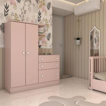 Imagem de Guarda-Roupa Infantil com Cômoda Colorê 2 Portas 3 Gavetas Rosa - Panorama Móveis