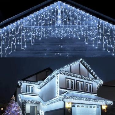 Imagem de Cascata de Natal 400 Lâmpadas LED Fixas 10m ideal para decorações festivas iluminação brilhante e efeito cascata que enriquece ambientes de Natal(BRANCO FIRO)