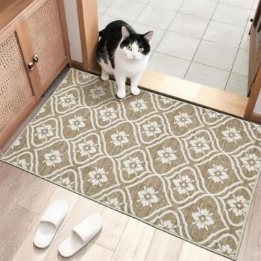 Imagem de EcoNest Tapetes Boho 5 x 7 cm, tapete lavável para sala de estar, tapetes geométricos de pilha baixa, tapete macio marroquino estampado, antiderrapante, para uso interno, cozinha, banheiro