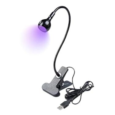 Imagem de Mini Luminária LED UV com Clip, Secador de Esmalte e Primers, Design Portátil, 30cm Altura, 3 Cores Disponíveis, Alimentação USB, Certificado Rohs (Preto)