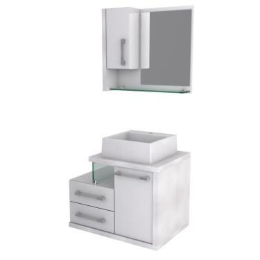 Imagem de Gabinete Para Banheiro C-cuba Q355 E Espelheira Legno 650 Branco Chess C-branco Chess