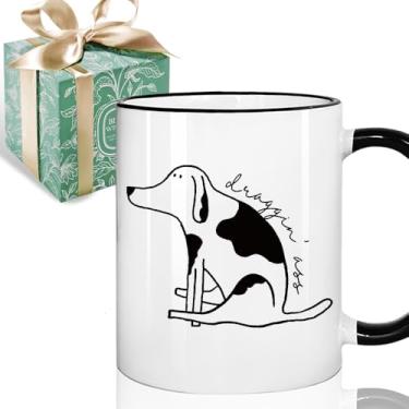 Imagem de Caneca de café engraçada para cães - Copos Draggin Dogs para amantes de cães, presente de dono de animal de estimação, presentes de apreciação de medicina veterinária para mulheres e homens, caneca de