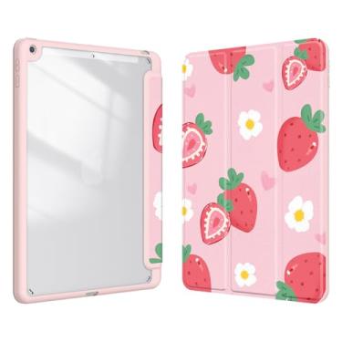 Imagem de Xkladz Capa para iPad 9ª/8ª/7ª geração (2021/2020/2019) 10,2 polegadas, capa com suporte para lápis, capa traseira transparente, design bonito para mulheres e meninas, dormir/acordar automaticamente,