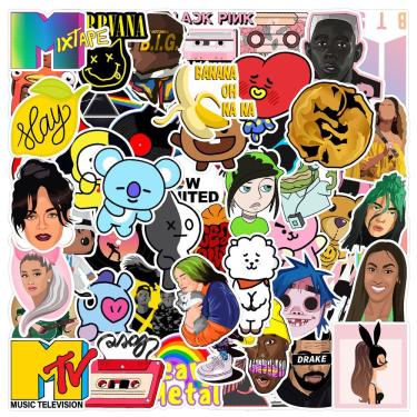 Imagem de Pacote de adesivos Rock Band, 200 peças, música colorida, grafite, decote