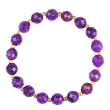 Imagem de Pulseira de miçangas redondas facetadas de 8 mm, estilo sugalita, frisada de cristal