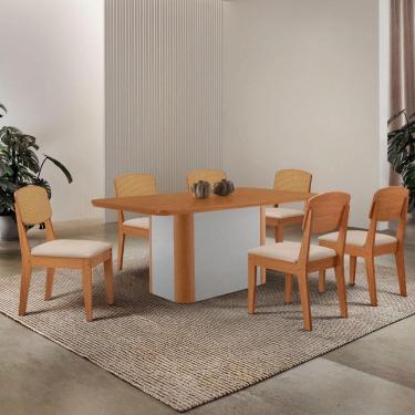Imagem de Mesa De Jantar Isadora 180cm Tampo Mdf Laminado Veludo Creme Off White