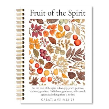 Imagem de Vgrti Caderno espiral Fruit of The Spirit para escritório escolar, caderno floral cristão, diário de oração da igreja, versículo bíblico inspirador para escrita, presentes para mulheres, homens
