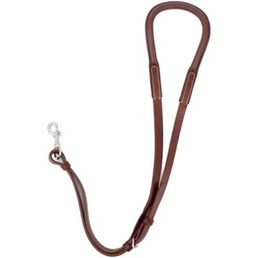 Imagem de Jeereal Crupper de couro para sela de cavalo, alça de cauda única ajustável para trabalho ocidental, cauda a fivela 71 cm em tamanho de cavalo completo