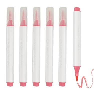 Imagem de PATIKIL Caneta de aquarela de arte, 6 peças, caneta de aquarela triangular de ponta macia para escritório, artesanato, álbuns, escrita, diário, desenho, caligrafia, vermelho pêssego claro