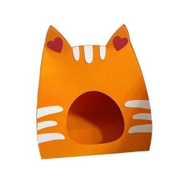 Imagem de Generic Casinha fofa para gatos, arranhador de feltro, caverna para gatinhos, condomínio para animais de estimação, abrigo de fácil acesso para gatinhos, 50, Laranja