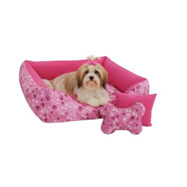 Imagem de Cama caminha Pet 80x60cm Para Cachorro de porte Médio Com Brinquedos que são Ossinho e Almofadinha