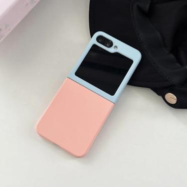 Imagem de Capa protetora para celular Candy Color para Samsung Galaxy Z Flip, capa colorida e fosca (para Galaxy Z Flip5/azul-rosa)
