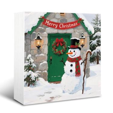 Imagem de Sinais de decoração de Natal, placa de caixa de madeira decorativa, decoração de dia de Natal, decoração de mesa de sala de estar, arte de decoração de mesa, presente inspirador para amigos ou família