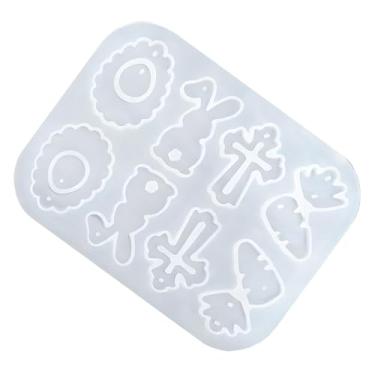 Imagem de Formas De Brincos Em Silicone | Molde Para Artesanato De Páscoa DIY | Design de Borboleta Flor Coelho Ovo com Moldes de Silicone para Brincos - Para Família Homens Mulheres Crianças Casa Escola