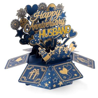 Imagem de Cartão Pop-Up de Feliz Aniversário, Coração Colorido e Fogos de Artifício Cartão Aniversário Pop-Up 3D com Envelope e Papel para Mensagem Ideal para Marido