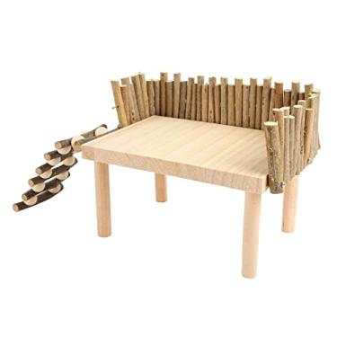 Imagem de Luqeeg Plataforma de Escalada de Hamster de Tronco Natural Aumenta o Exercício Pequeno Playground para Planador de Açúcar Urso Dourado (Tipo universal)